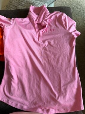 Under Armour Girls Pink Polo Performance Shirt